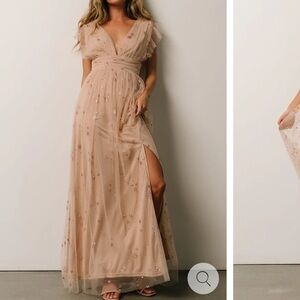 Baltic Born Nova Shimmer Maxi Dress Natural and Blush